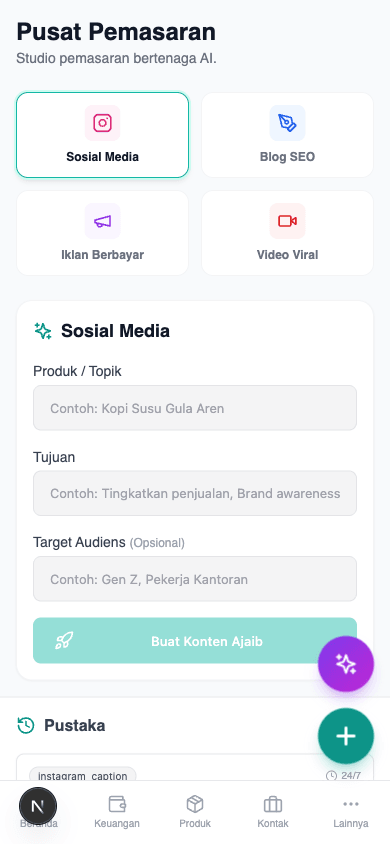 Generator konten AI di menu Growth