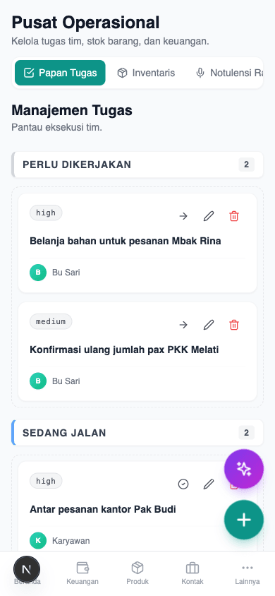 Papan tugas & inventaris di menu Operasional